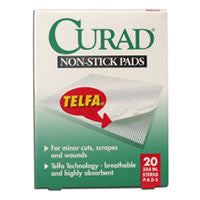 Curad Non-Stick Pads Ouchless, Model No : 27000, 3 Inches X 4 Inches Sterile Pads - 20 Ea